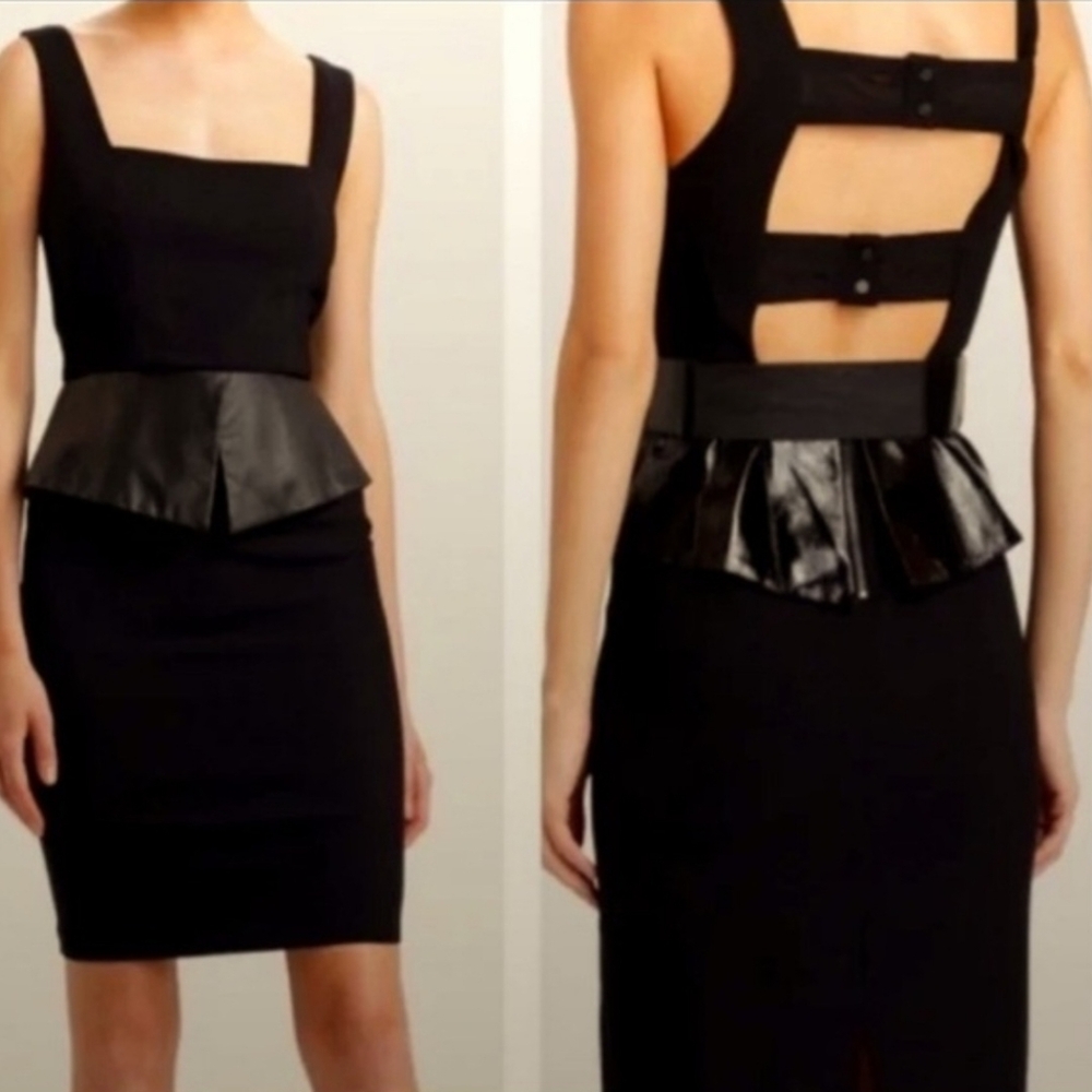 Alice + Olivia Black Dress with Leather Detail ( Excellent condition )